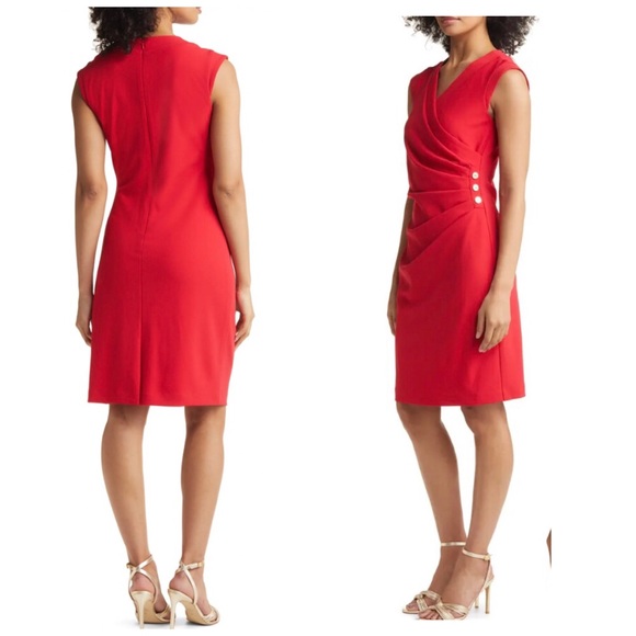 Tahari ASL Dresses & Skirts - NWT Tahari ASL Ruched Sheath Dress Red, Size 6